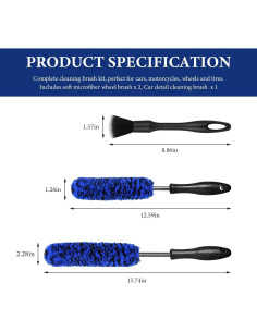 Kit de Cepillos para Ruedas de Coche SHMZK 3 Piezas Azul 2