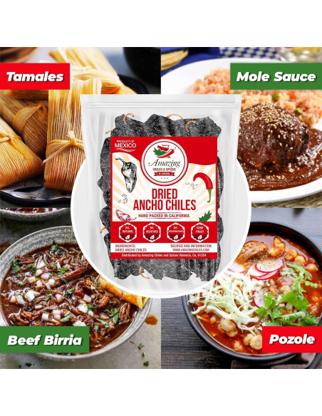 Chiles Ancho Secos 113.4 g Amazing Chiles - Sabor Dulce y Ahumado