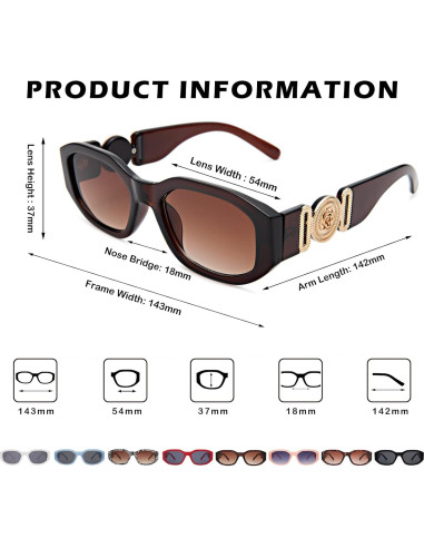 Gafas de sol rectangulares HYCREDI UV400 para hombres y mujeres