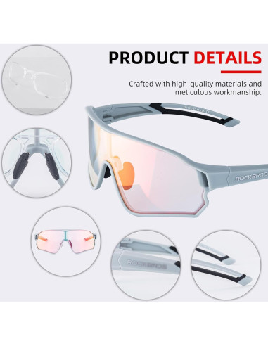 Gafas de sol fotocromáticas ROCKBROS para ciclismo gris