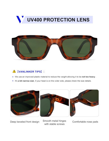 Gafas de Sol VANLINKER Retro UV400 Cuadradas Gruesas VL9823