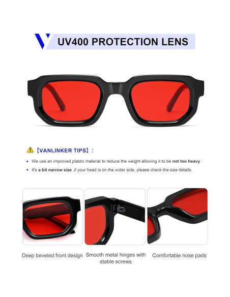 Gafas de Sol VANLINKER Retro Rectangulares UV400 Unisex