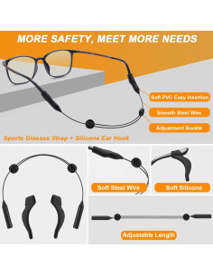 Correa Ajustable para Gafas Silicona 12 cm Paquete de 4 2