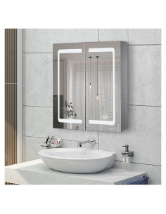 Espejo LED iluminado Janboe 60.96x71.12 cm con estantes