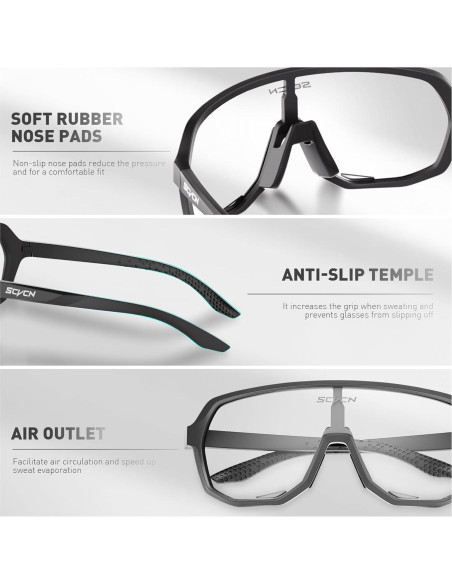 Gafas de Ciclismo Fotoquímicas SCVCN UV400 Antideslizantes