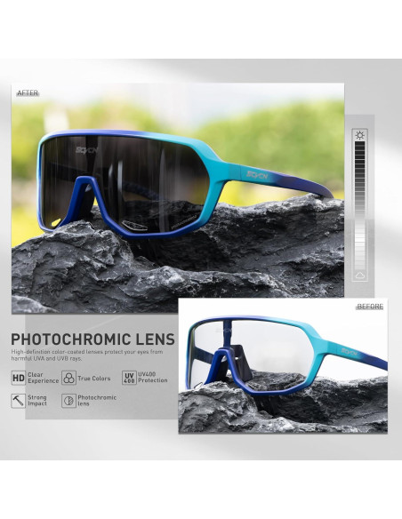 Gafas de Ciclismo Fotoquímicas SCVCN UV400 Antideslizantes