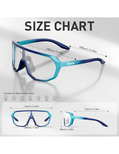 Gafas de Ciclismo Fotoquímicas SCVCN UV400 Antideslizantes