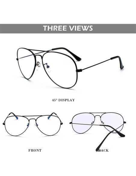 Gafas de Aviador HJSTES Lentes Transparentes Anti Luz Azul