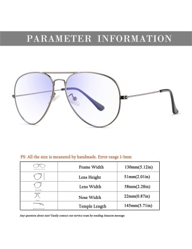 Gafas de Aviador HJSTES con Lente Anti Luz Azul