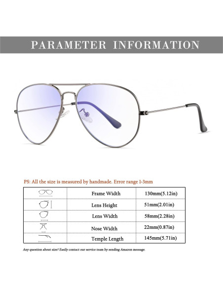 Gafas de Aviador HJSTES con Lente Anti Luz Azul