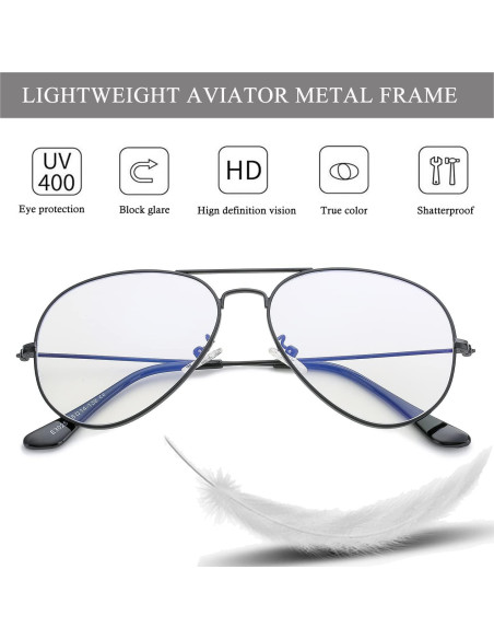 Gafas de Aviador HJSTES Anti Luz Azul Marco Clásico