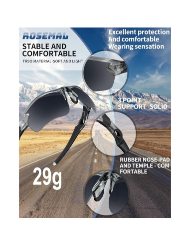 Gafas de sol deportivas Rosemal 7121A polarizadas UV400