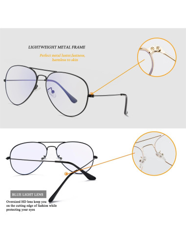 Gafas de Aviador HJSTES Anti Luz Azul Marco Clásico