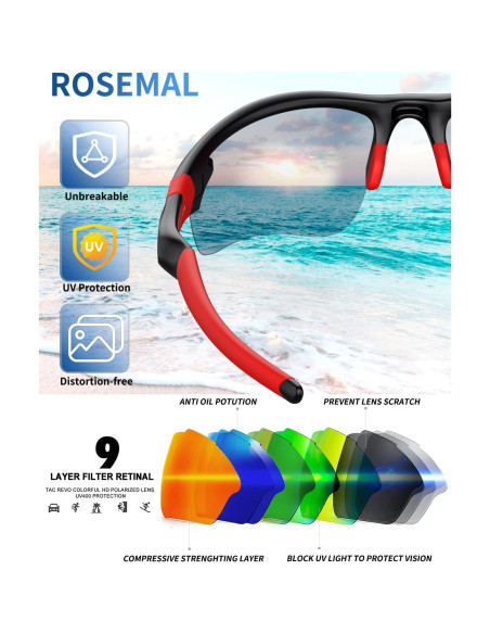 Gafas de sol deportivas Rosemal 7121A polarizadas UV400