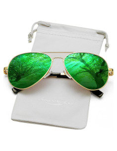 Gafas de sol AIEYEZO aviador polarizadas UV400 oro/espejo verde