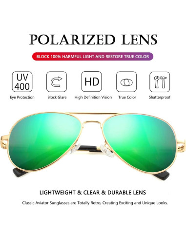 Gafas de sol AIEYEZO aviador polarizadas UV400 oro/espejo verde