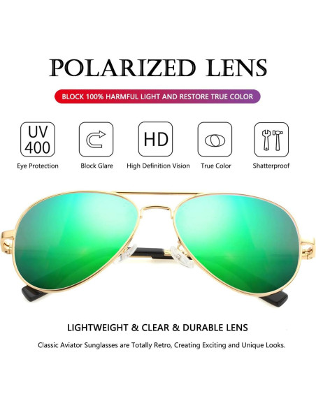 Gafas de sol AIEYEZO aviador polarizadas UV400 oro/espejo verde