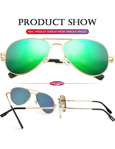 Gafas de sol AIEYEZO aviador polarizadas UV400 oro/espejo verde