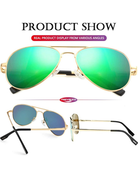 Gafas de sol AIEYEZO aviador polarizadas UV400 oro/espejo verde
