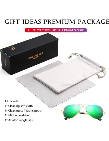 Gafas de sol AIEYEZO aviador polarizadas UV400 oro/espejo verde