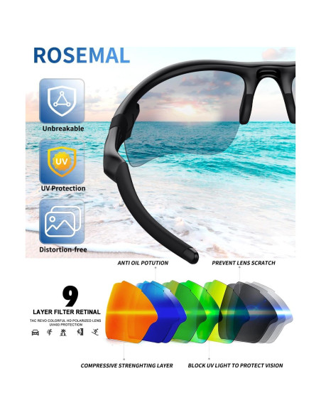 Gafas de sol deportivas Rosemal 7121A polarizadas UV400
