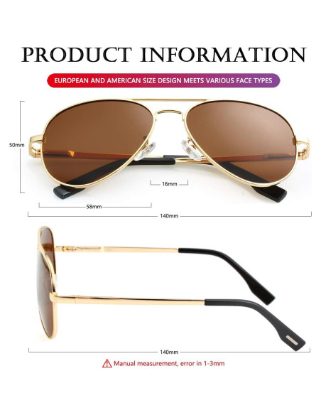 Gafas de sol AIEYEZO aviador polarizadas UV400 unisex