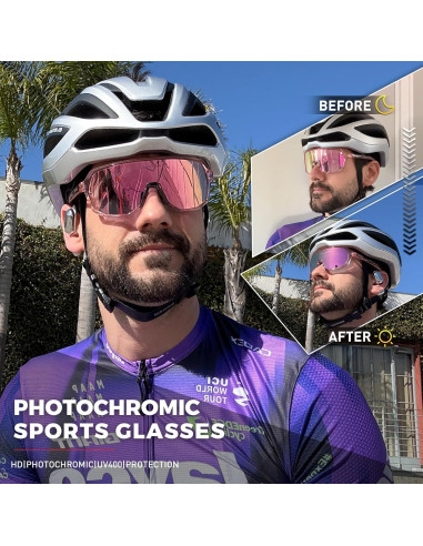Gafas de Ciclismo KAPVOE Fotoquímicas UV400 Rosa