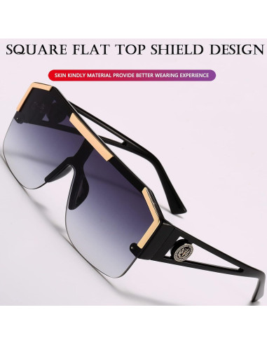 Gafas de sol cuadradas AIEYEZO con lente plana 72mm