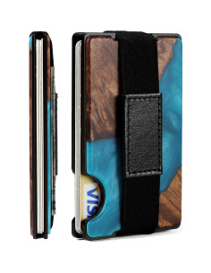 Billetera Minimalista RFID de Fibra de Carbono para Hombre - Resina Azul Aqua 2