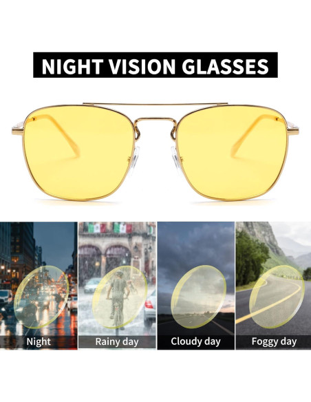 Gafas de Sol Aviador JIM HALO Lentes Amarillas Polarizadas Gafas de Sol Aviador JIM HALO Lentes Amarillas Polarizadas