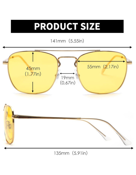 Gafas de Sol Aviador JIM HALO Lentes Amarillas Polarizadas Gafas de Sol Aviador JIM HALO Lentes Amarillas Polarizadas
