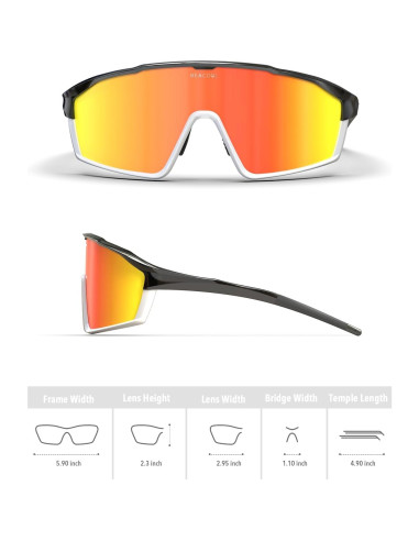 Gafas de Ciclismo BEACOOL Polarizadas UV400 Negrorojo