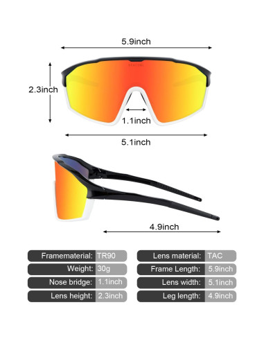 Gafas de Ciclismo BEACOOL Polarizadas UV400 Negrorojo