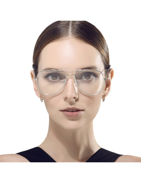 Gafas de Aviador EYLRIM Anti Luz Azul Unisex Plata