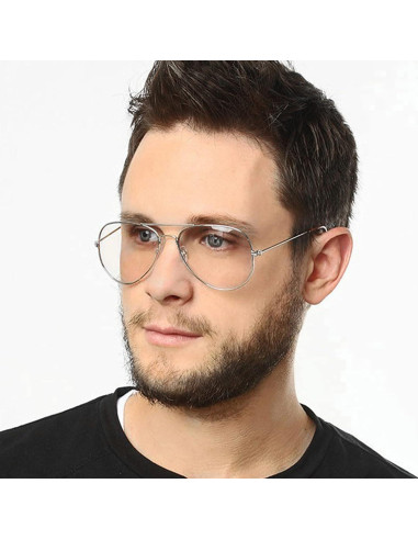 Gafas de Aviador EYLRIM Anti Luz Azul Unisex Plata