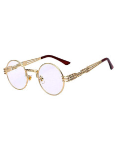 Gafas de sol redondas de metal gótico UV400 doradas