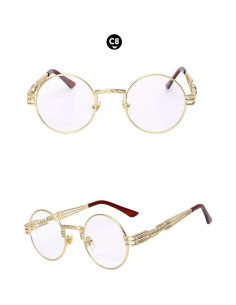 Gafas de sol redondas de metal gótico UV400 doradas 2