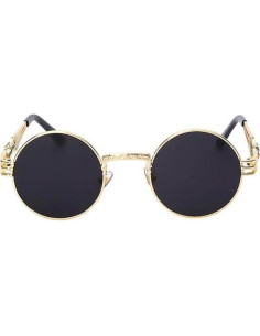 Gafas de sol redondas de metal gótico UV400 doradas 2