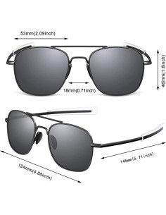Gafas de sol aviador ACBLUCE 53mm polarizadas con marco metal 2