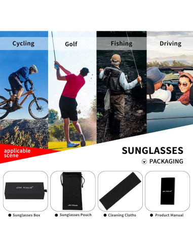 Gafas de Sol Jim Halo Polarizadas 56mm Marco Negro UV