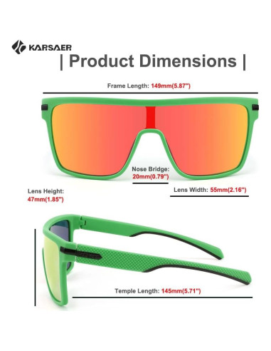 Gafas de sol Karsaer TR90 polarizadas para hombres verdes