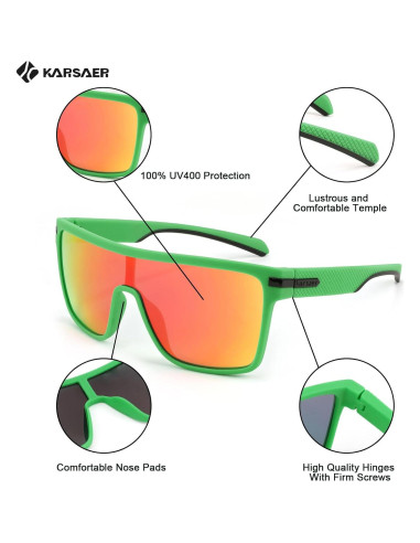 Gafas de sol Karsaer TR90 polarizadas para hombres verdes