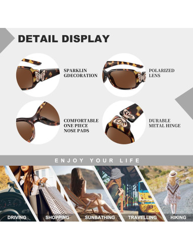 Gafas de sol HAOLOTA para mujeres - Diseño mariposa UV400