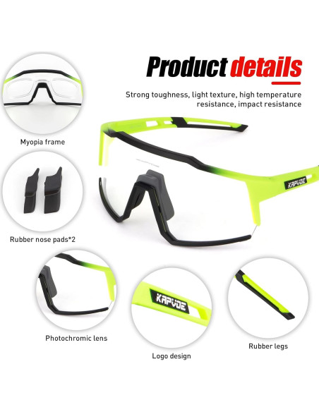 Gafas de Ciclismo KAPVOE K9022 Fotoquímicas UV400 Gafas de Ciclismo KAPVOE K9022 Fotoquímicas UV400