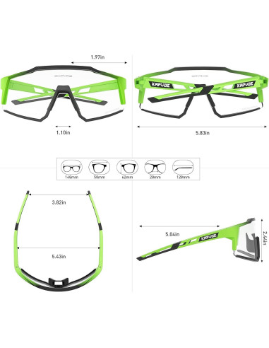 Gafas de Ciclismo KAPVOE K9022 Fotoquímicas UV400