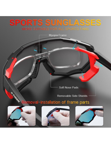 Gafas de Ciclismo X-TIGER 5 Lentes Intercambiables UV400