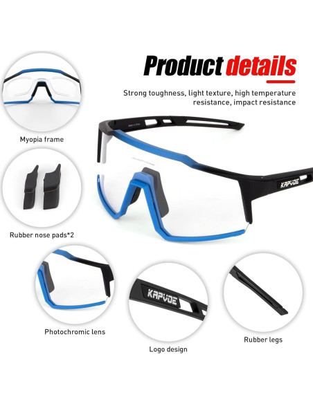 Gafas de Ciclismo KAPVOE K9022 Fotoquímicas UV400 Gafas de Ciclismo KAPVOE K9022 Fotoquímicas UV400