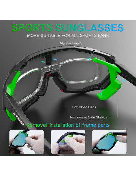 Gafas de Ciclismo X-TIGER 5 Lentes Intercambiables UV400 Gafas de Ciclismo X-TIGER 5 Lentes Intercambiables UV400