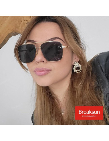 Gafas de Sol Cuadradas Breaksun UV400 Marco Dorado