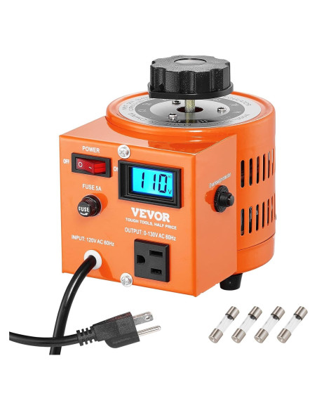 Transformador de Voltaje Variable VEVOR 500VA 0-130V LCD